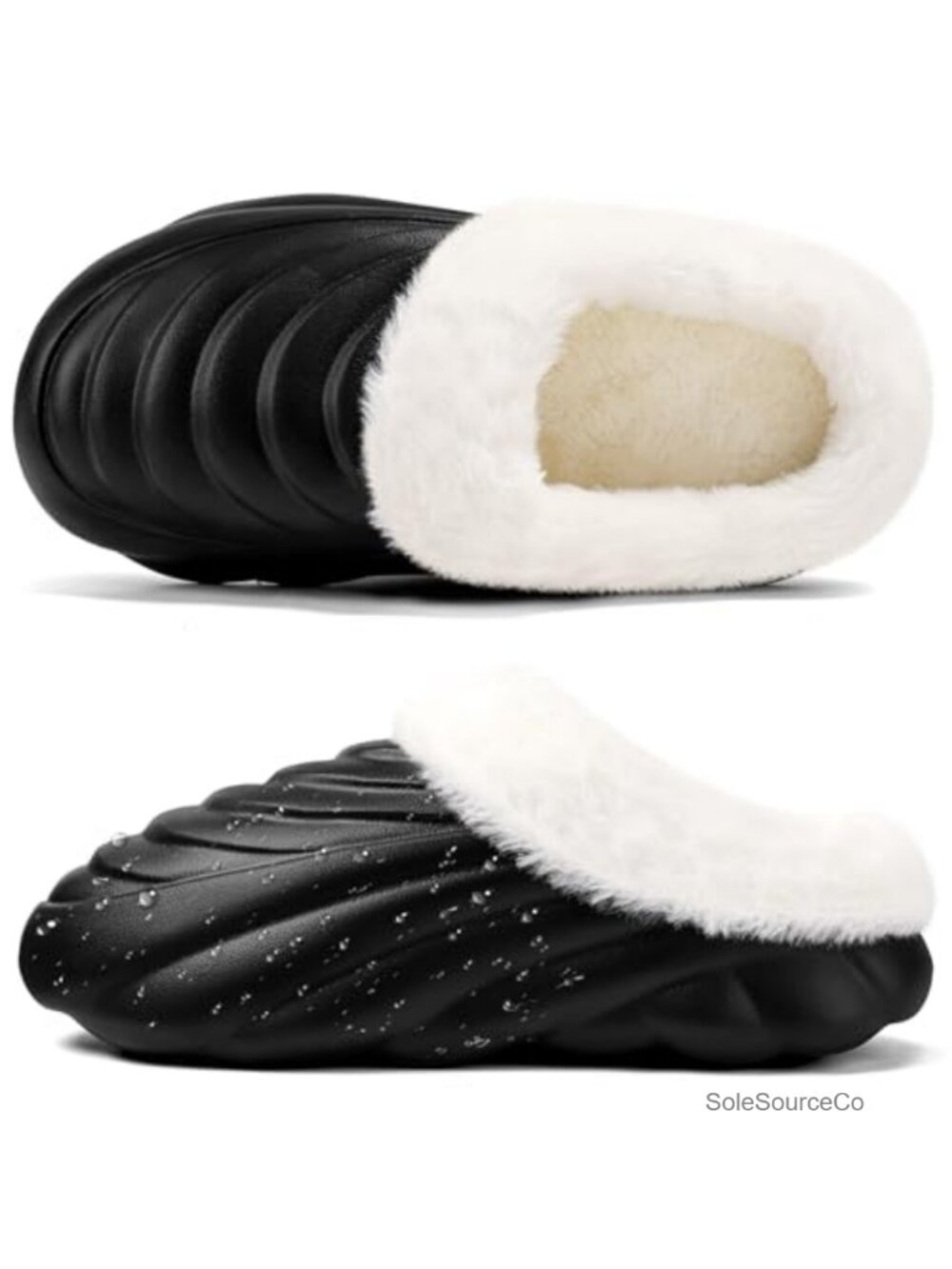 Waterproof Fleece Lined Slippers Non-Slip Indoor Outdoor EVA House Shoes
